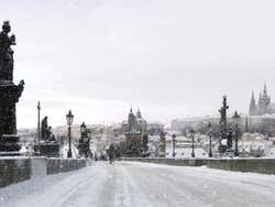 Praga nevada no inverno